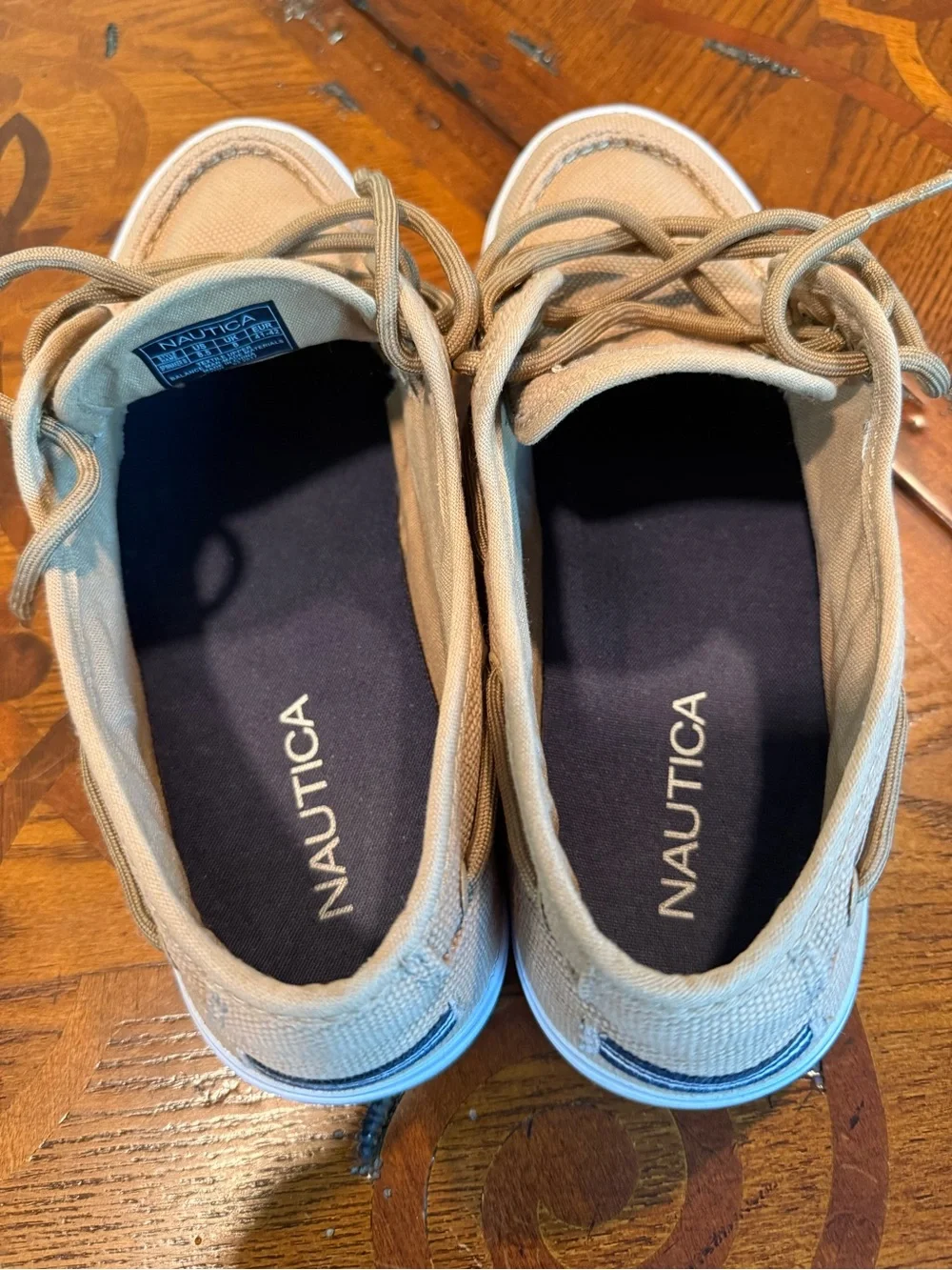 Nautica Men’s Tan Canvas Boat Shoes Sz 8.5